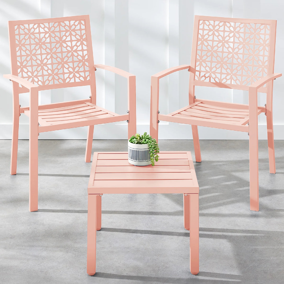 Best Choice Products 3-Piece Stackable Steel Outdoor Conversation Bistro Set, Patio Chat Furniture w/ 2 Chairs, Table- Black