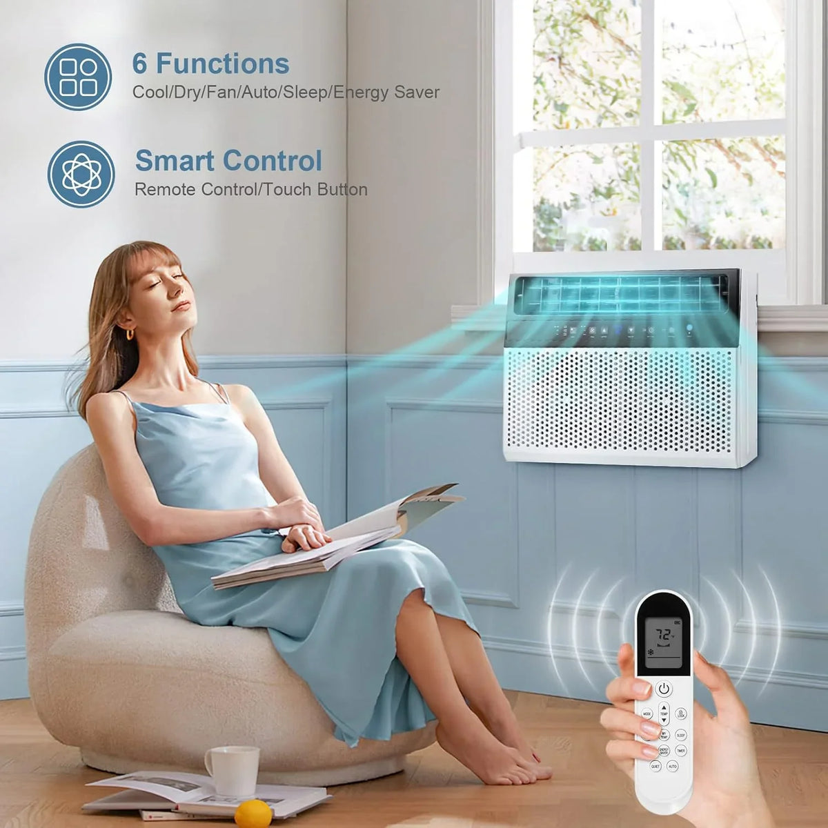Antarctic Star 12,000 BTU U-Shaped Window Air Conditioner Unit Cools up to 550 Sq.Ft. with 6 Modes 24H Timer, Ultra Quiet Window AC Units