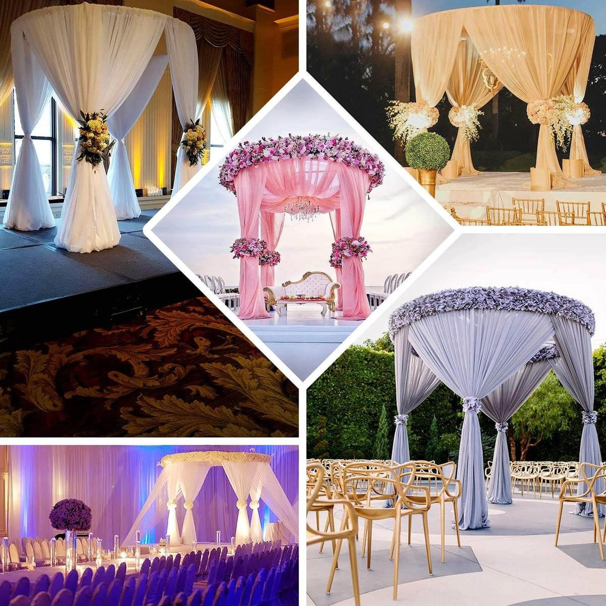Efavormart 10ft | 4 Post Gold Metal DIY Photography Backdrop Stand, Wedding Arch Canopy Tent