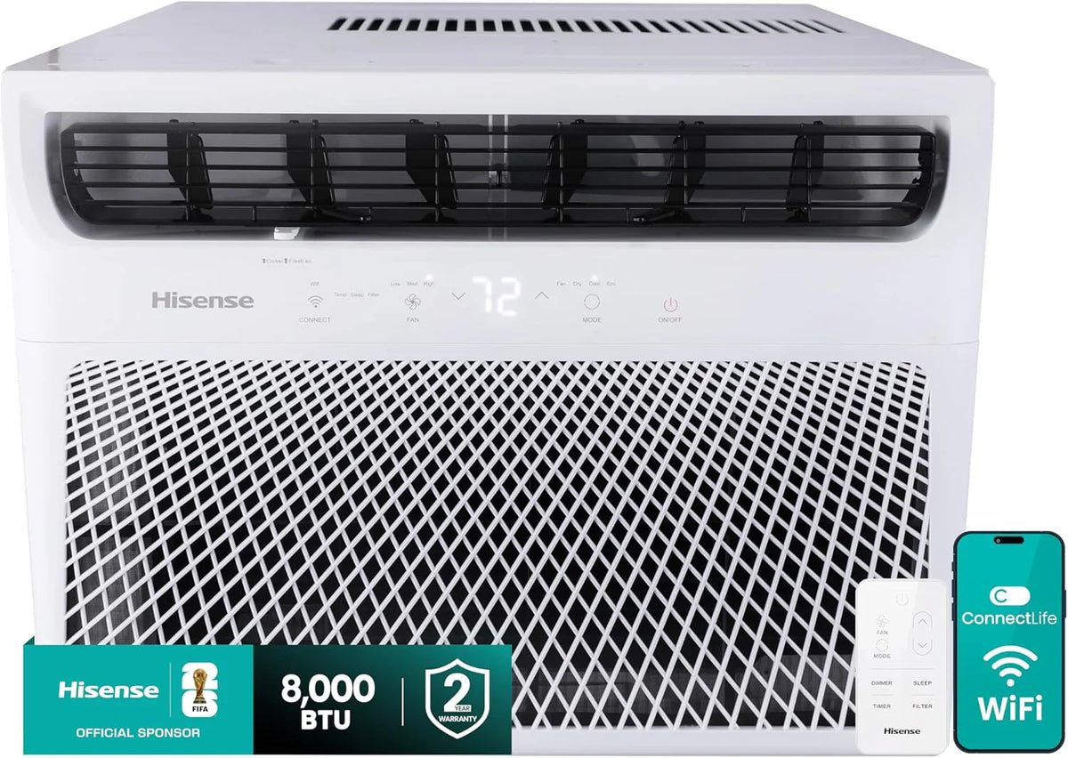 Hisense 14,000 BTU Smart Window Air Conditioner, 3 modes (Cooling, Fan, Dehumidifier)