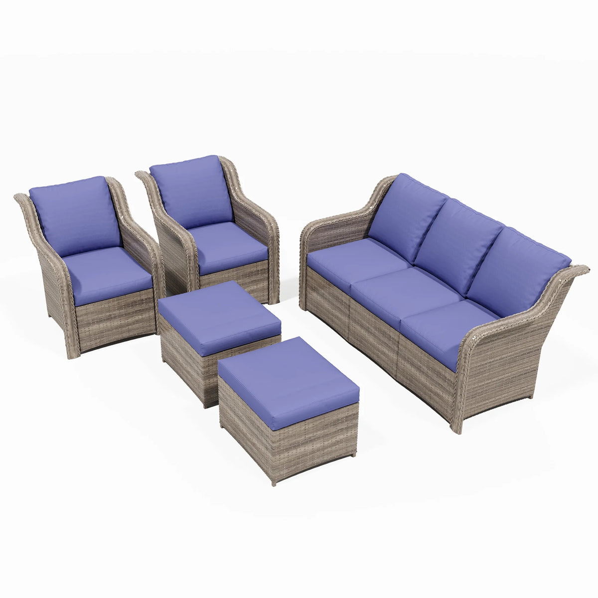 Ainfox 7 Pcs Outdoor Patio Furniture Sofa Set on Sale, Grey Rattan Grey Cushion