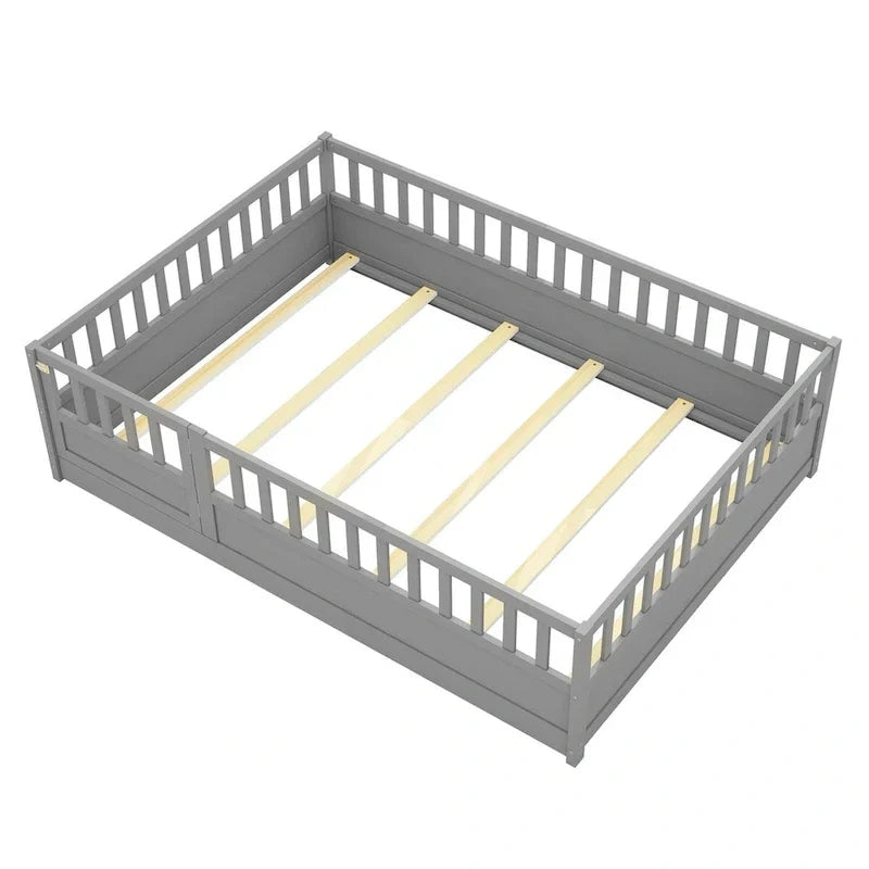 Montessori wooden children's floor bed with Support slat
