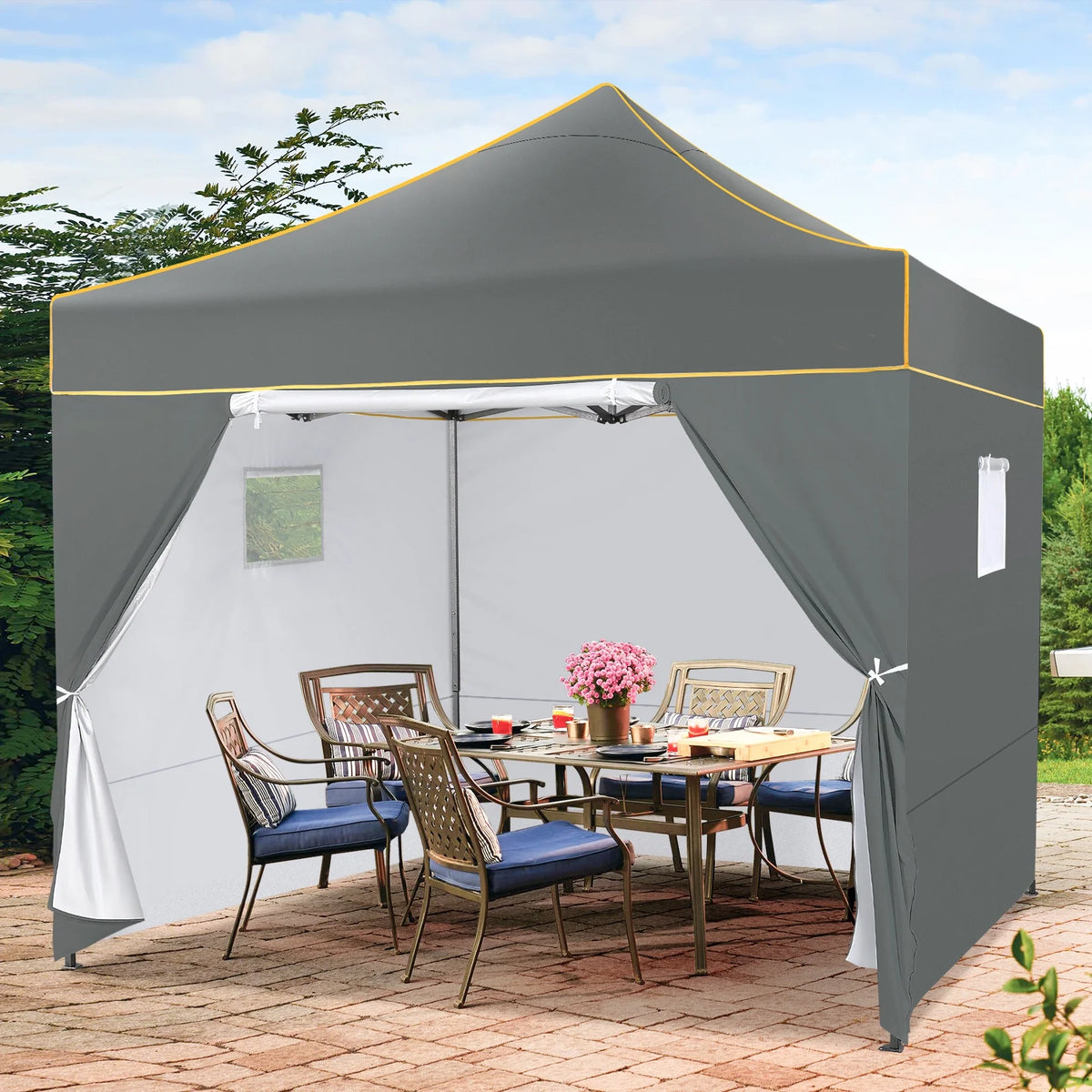 Hoteel 10x15 Heavy Duty Canopy Tent with 4 Sidewalls,Pop up Canopy for Parties Wedding,Commercial Easy up Gazebo with Roller Bag,UV 50+ &,Black