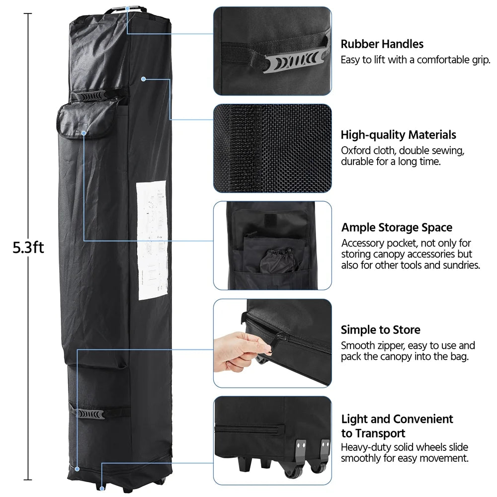 Alden Design Adjustable 10' x 10' Commercial Pop-up Canopy with Wheeled Carry Bag, Blue