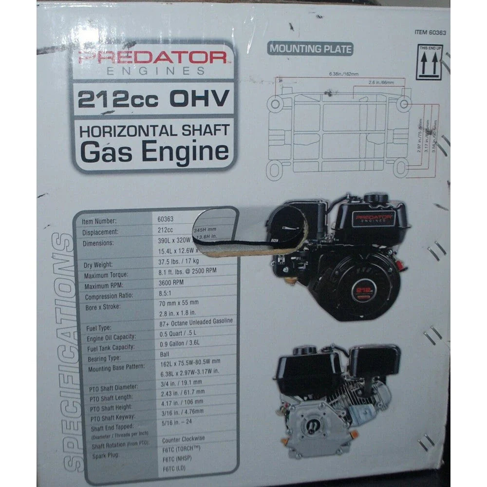 Predator Horizontal Shaft Engine 6.5 HP, 212cc