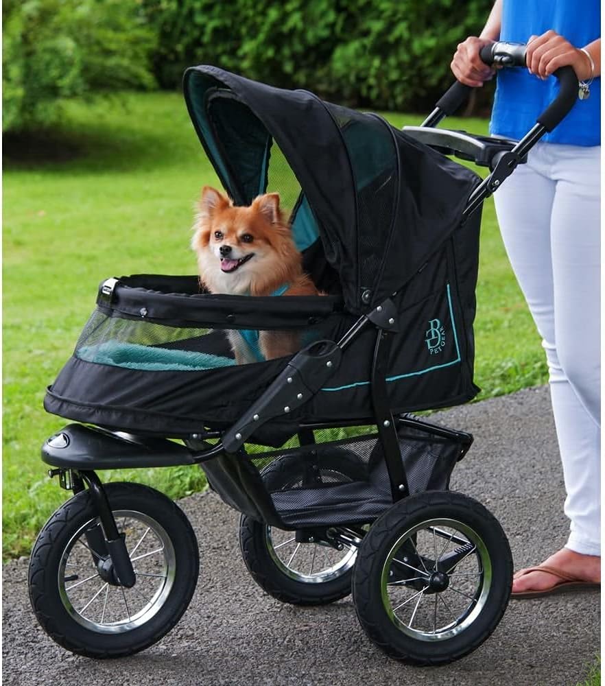 2025 No-Zip NV Pet Stroller for Cats/Dogs, Zipperless Entry, Easy One-Hand Fold, Gel-Filled Tires, Plush Pad + Weather Cover Included, 3 colors