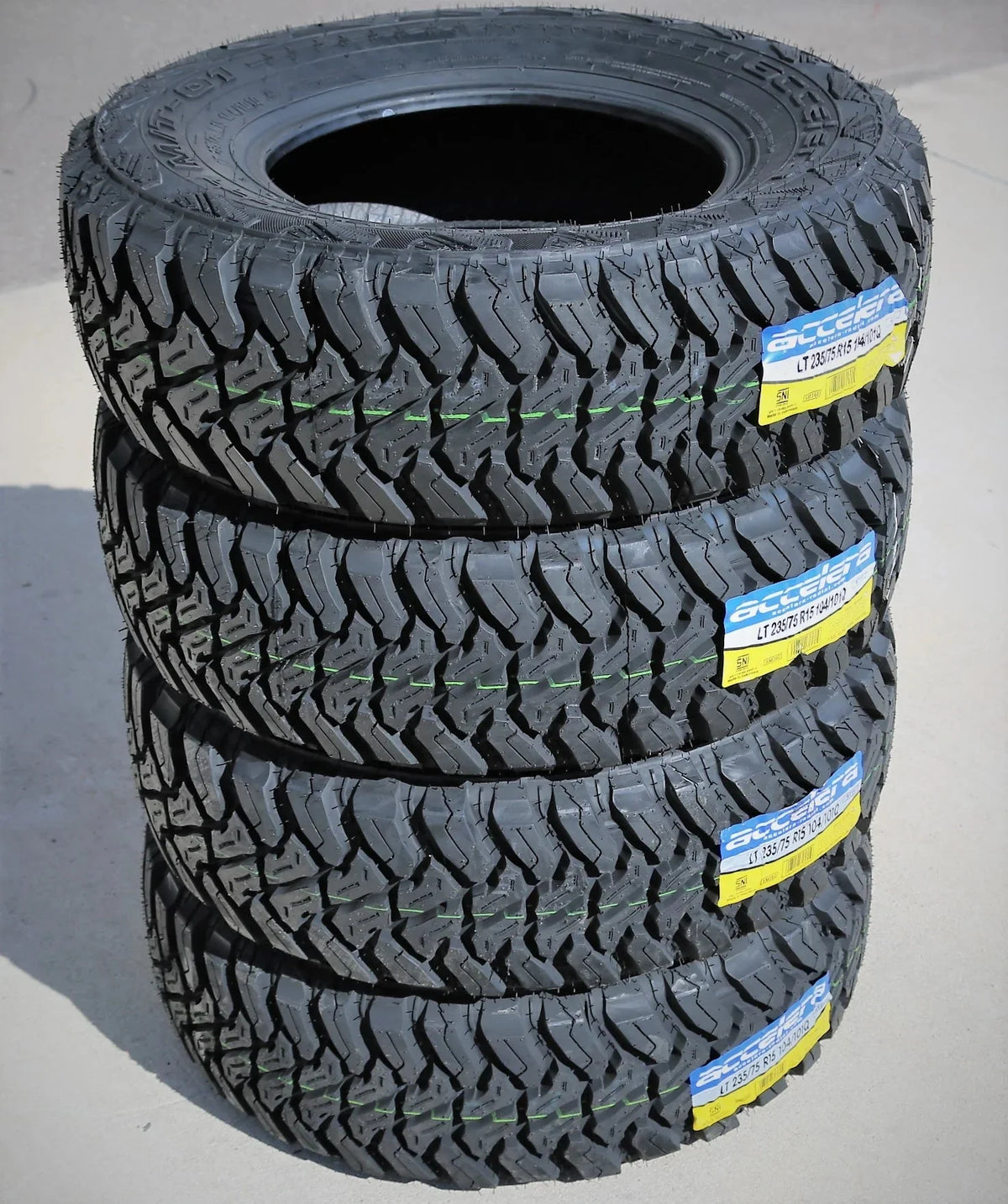 Pair of 2 (TWO) Accelera M/T-01 LT 235/75R15 Load C 6 Ply MT Mud Tires