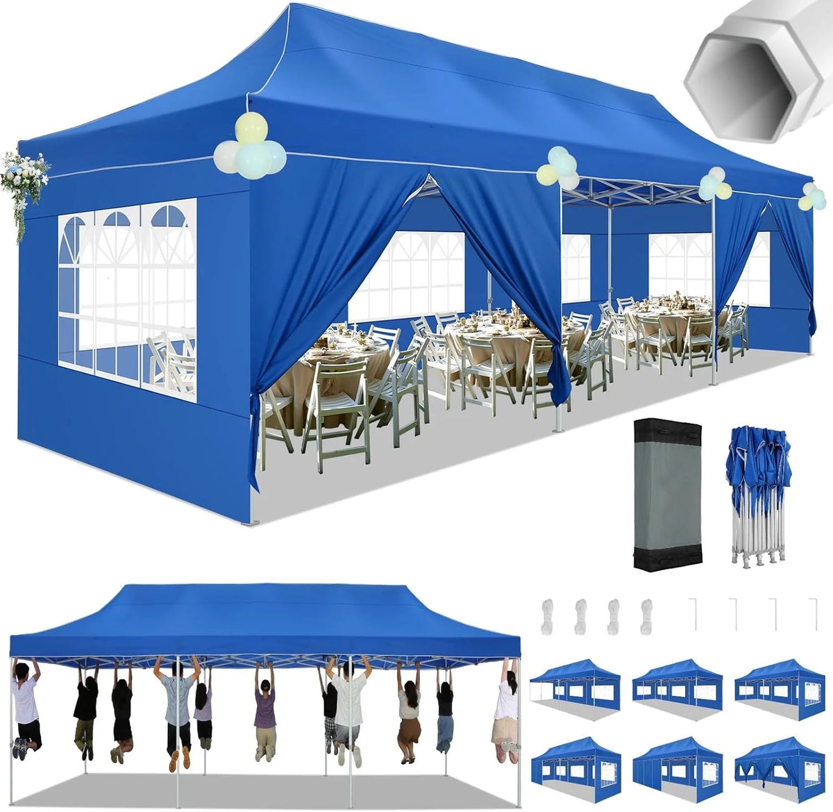 Hoteel 10x15 Heavy Duty Canopy Tent with 4 Sidewalls,Pop up Canopy for Parties Wedding,Commercial Easy up Gazebo with Roller Bag,UV 50+ &,Black