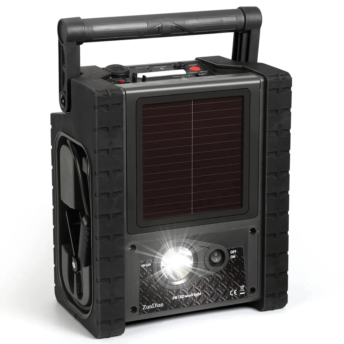 ZD-529 Solar Portable Power Station 2000 Amps Jump Starter, 260 PSI Air Compressor, 12V Car Battery Charger with 400W Inverter Dual AC/DC/USB Output, Emergency Backup Power with Flashlights