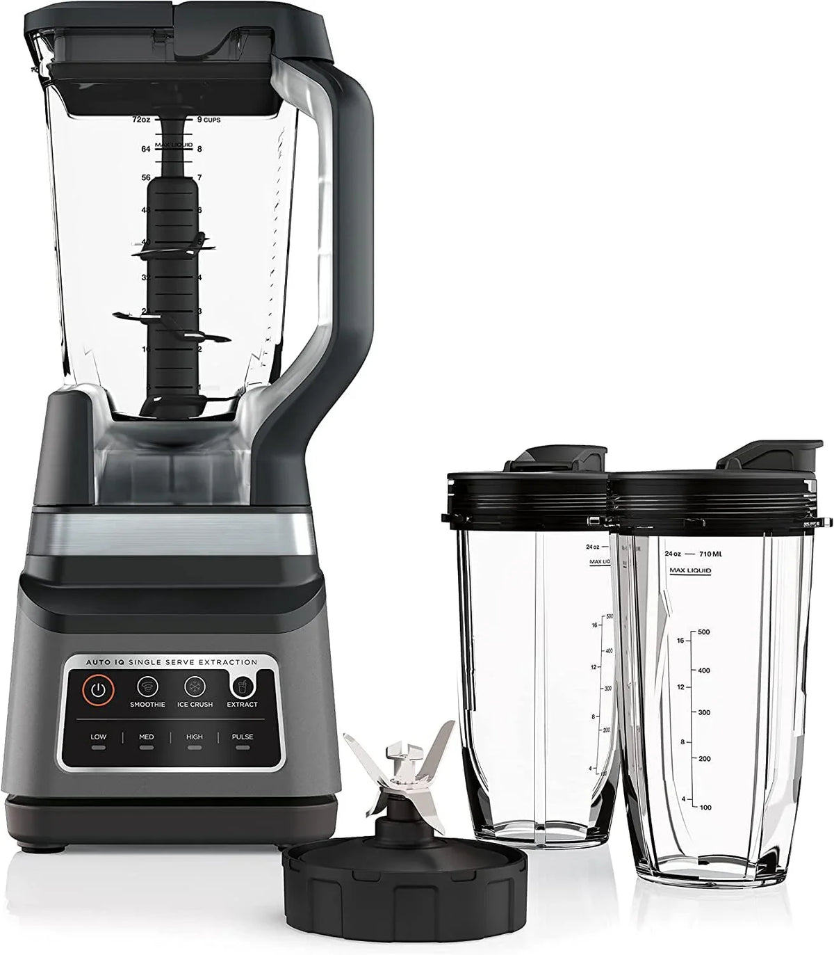 Professional Plus Kitchen System, 1400 WP, 5 Functions for Smoothies, Chopping, Dough & More with Auto IQ, 72-oz.* Blender Pitcher, 64-oz. Processor Bowl, (2) 24-oz. To-Go Cups, Grey