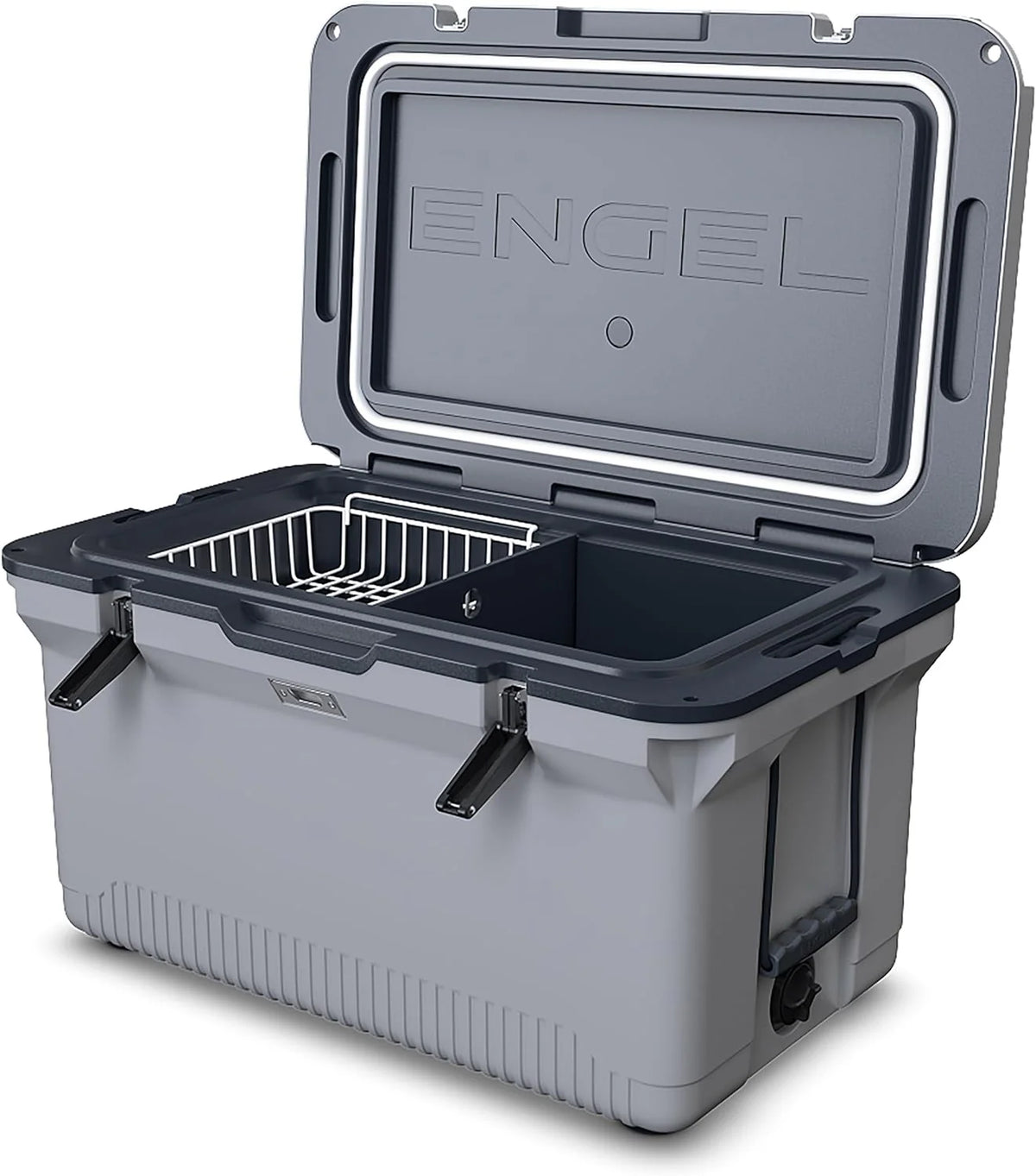 60 QT Ultra-Light Injection Molded Cooler - Ice Chest Keeps Ice up to 7 Days - Large Cooler Includes Wire Basket, Divider and Built-in Bottle Opener