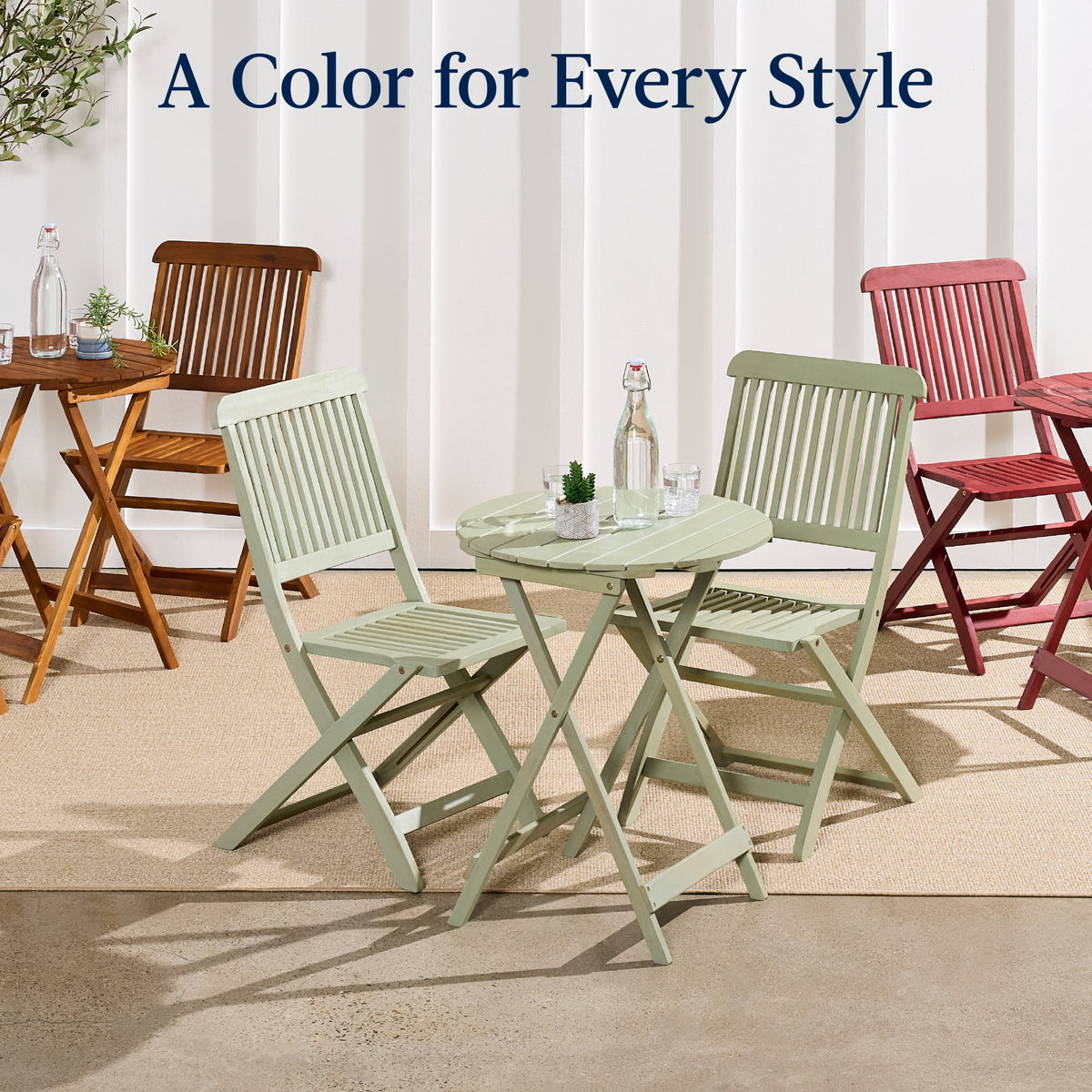 Best Choice Products 3-Piece Acacia Wood Bistro Set, Folding Patio Furniture w/ 2 Chairs, Table - Natural