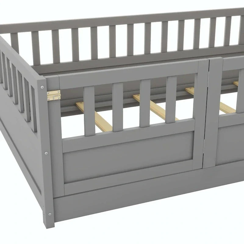 Montessori wooden children's floor bed with Support slat