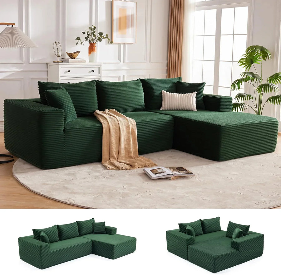 110 Cloud Sectional Couch, Boneless Sofa for Living Room Modular Sectional Sofa with Deep Seat