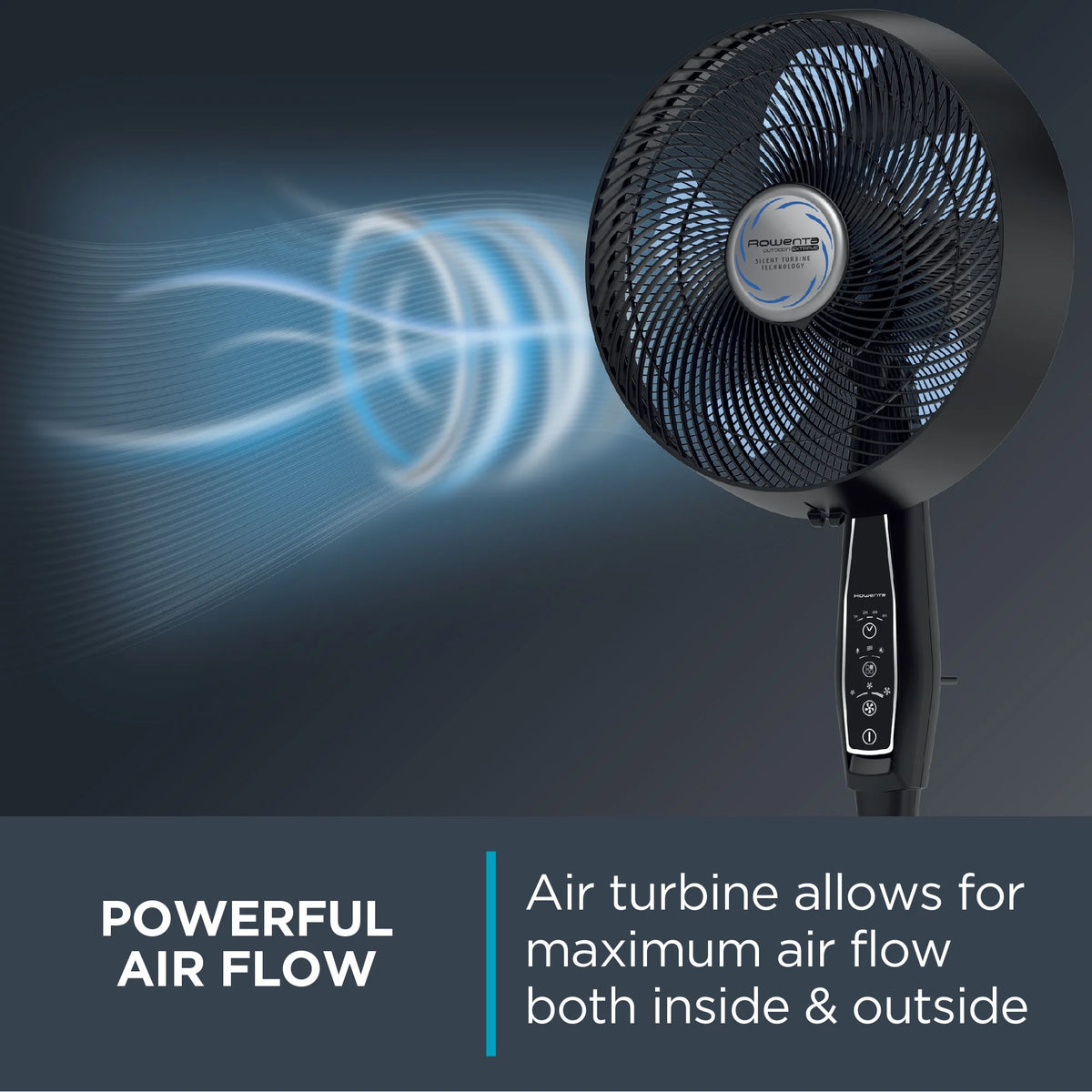 Rowenta Turbo Silence Standing Floor Fan with Remote, 53 Inch, Portable, 5 Speeds, VU5670