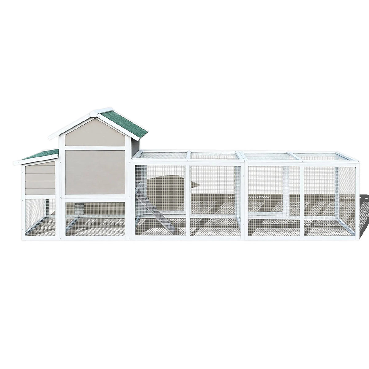 Pefilos 112" Large Rabbit Hutch Outdoor Wood Chicken Coop, Hen House with Nest Box, Wire Fence Poultry Cage, Orange