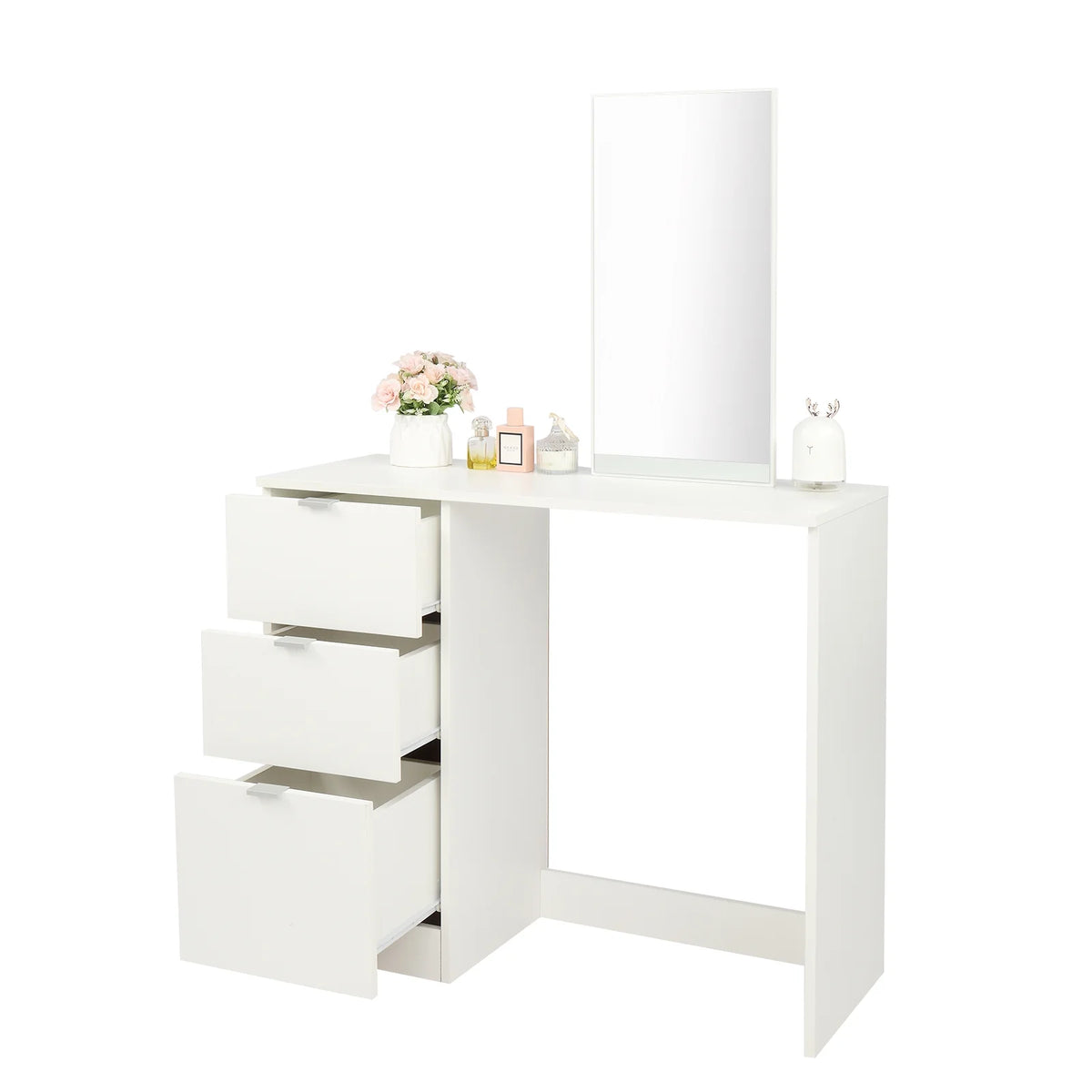 Ktaxon Vanity Set with 3 Color Lighted Mirror, Makeup Table with 6 Drawers, Dressing Table Makeup Desk with Stool, White
