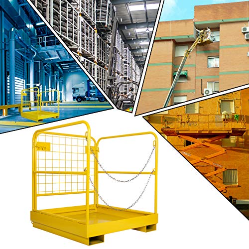 KUAFU 36x36 Forklift Safety Cage Heavy Duty Steel Forklift Man Basket 1200 LBS