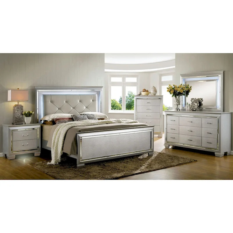 Ruff Crocodile Contemporary Wood 9-Drawer 2-piece Dresser and Mirror Set by Furniture of America