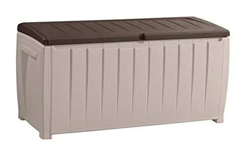 Novel Plastic Deck Storage Container Box Outdoor Patio Furniture 90 Gal, Brown