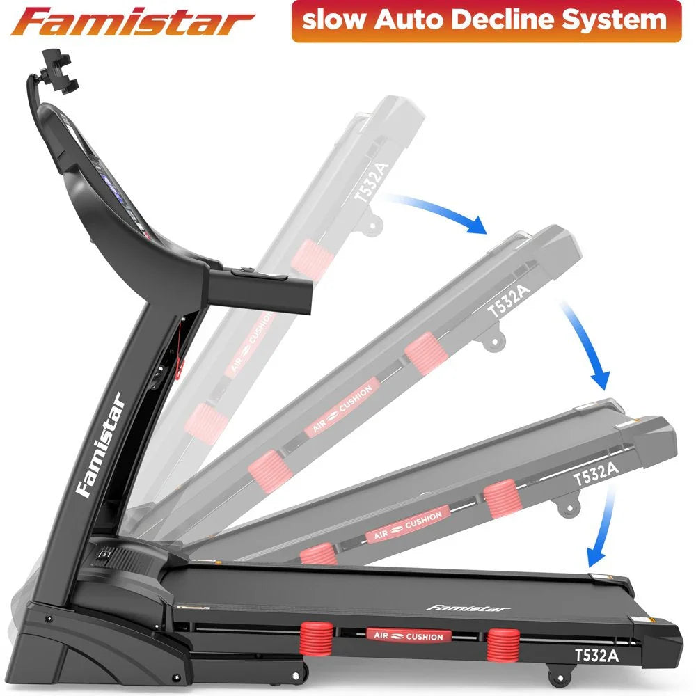 Famistar Folding Treadmill for Home with 15 Levels Auto Incline, 300LB Capcity, 10MPH Fast Speed Controls