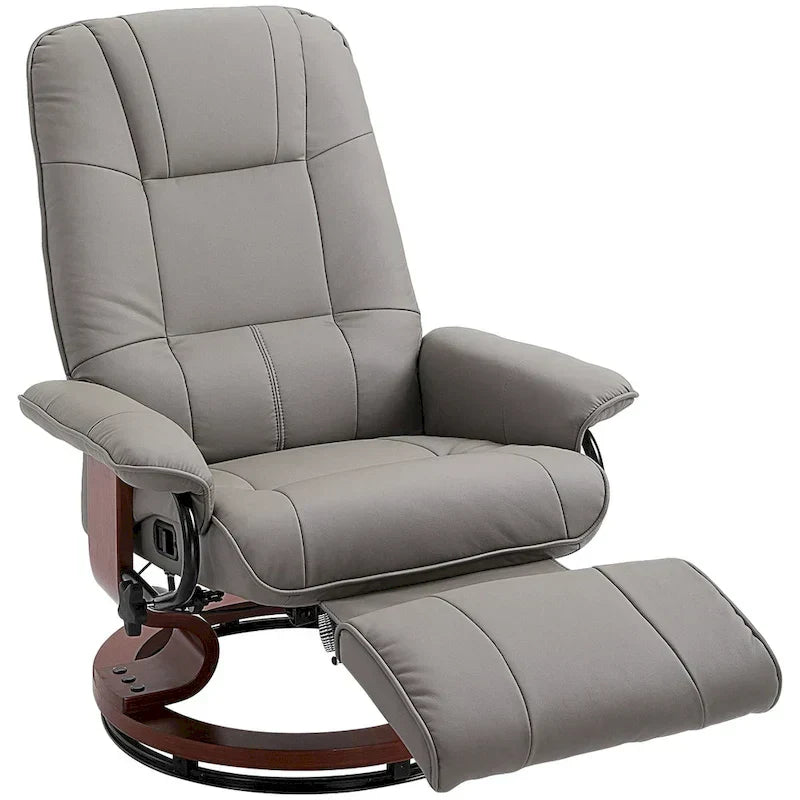 HomCom Faux Leather Adjustable Manual Swivel Base Recliner Chair with Comfortable and Relaxing Footrest