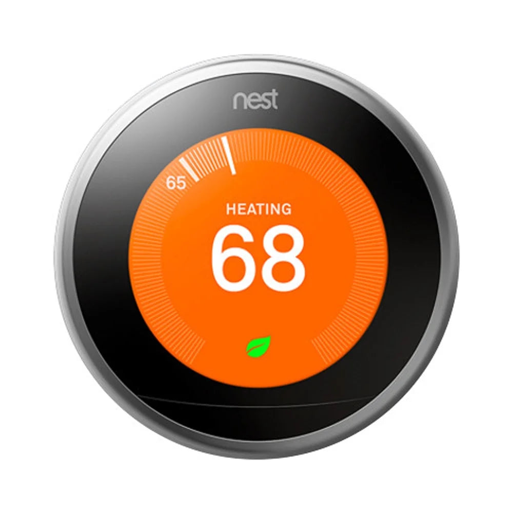 Google Nest Learning Smart Thermostat - 3rd Generation - Stainless Steel T3007ES Bundle with Deco Essentials Wall Mount Plate Cover + Screen Protector Kit for Google Nest Thermostat