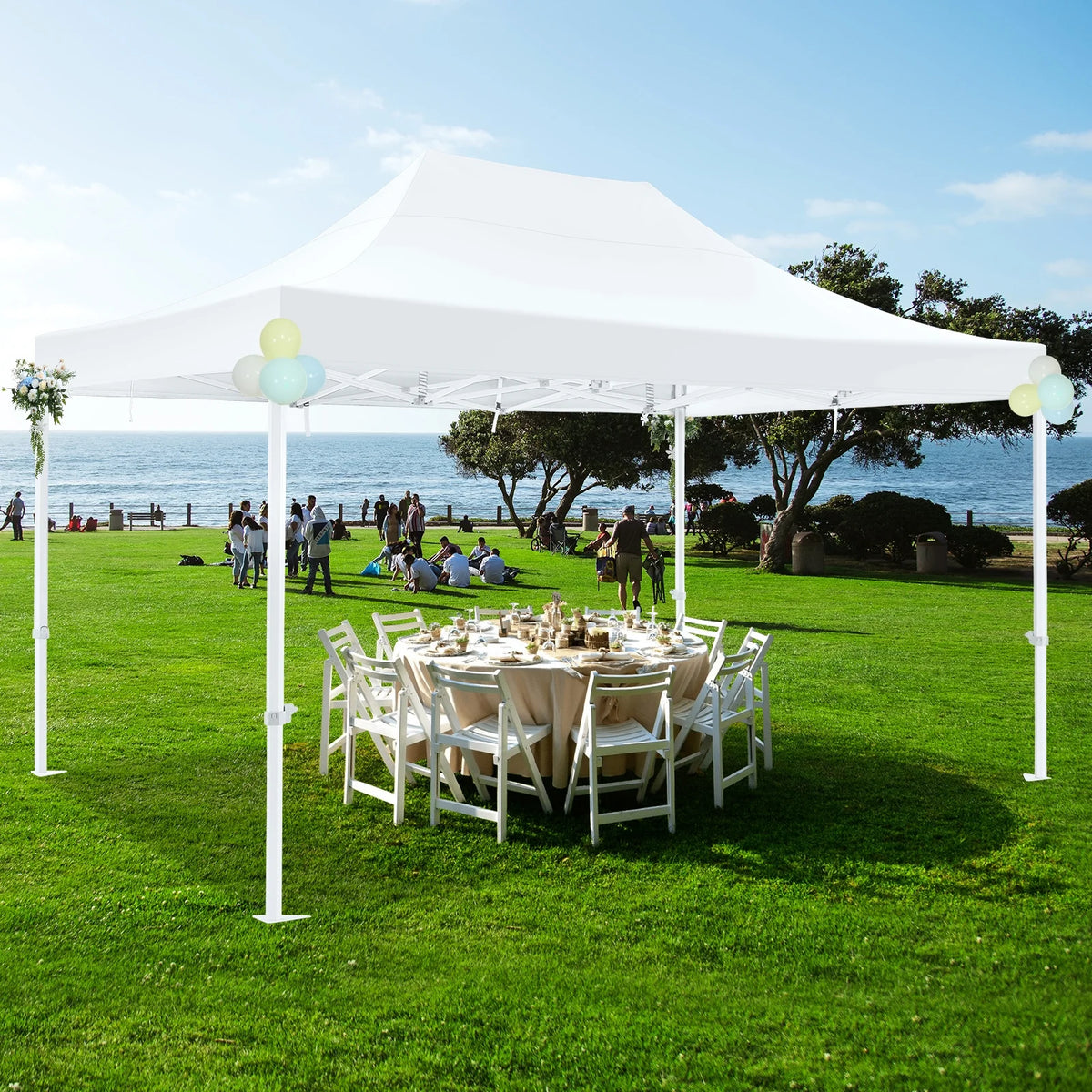 HOTEEL 10x15 Heavy Duty Canopy Tent ,Pop up Canopy for Parties Wedding,Commercial Easy up Gazebo with Roller Bag,UV 50+ &,White