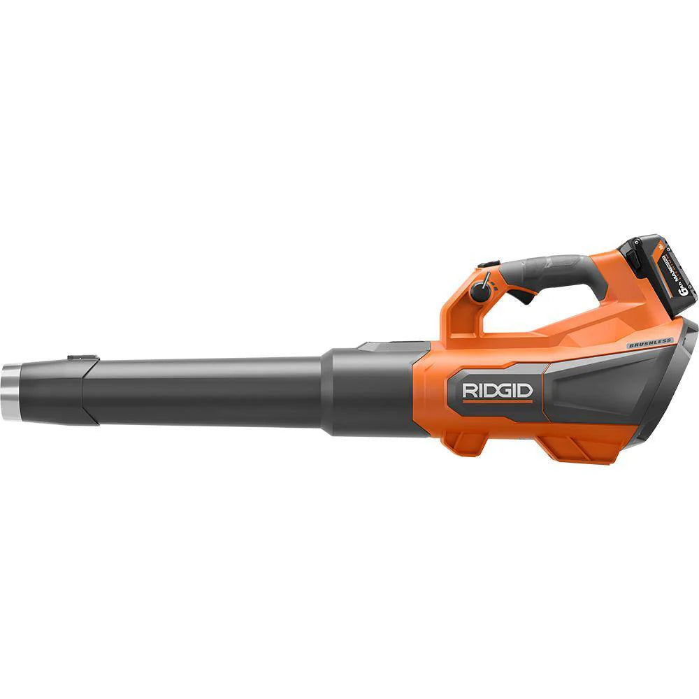 RIDGID 18V Brushless Cordless Leaf Blower, 510 CFM, 130 MPH, with 6.0Ah Battery & Charger