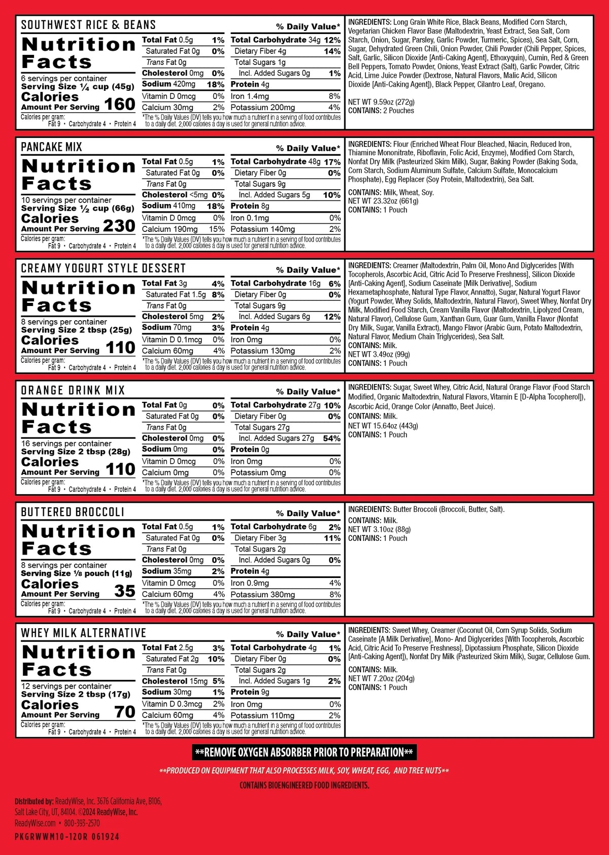 ReadyWise Emergency Food Supply, 120 Serving Entree and Beverage
