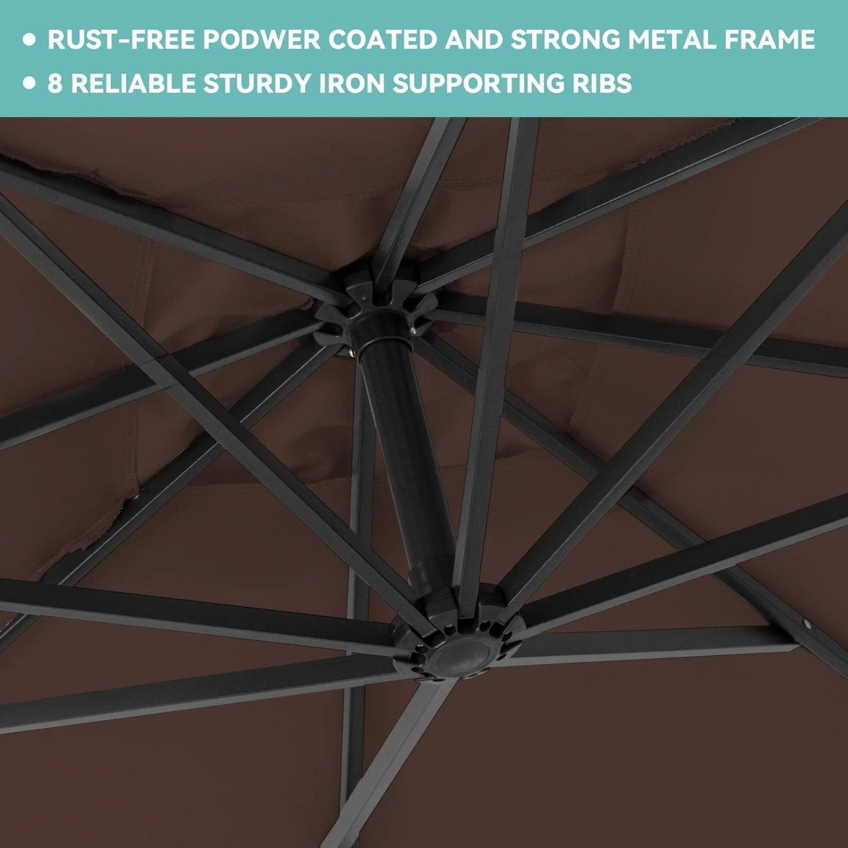 JUSTLET 10ft Heavy Duty Patio Hanging Offset Cantilever Patio Umbrella W/ 4-Piece Base Included Included, Beige