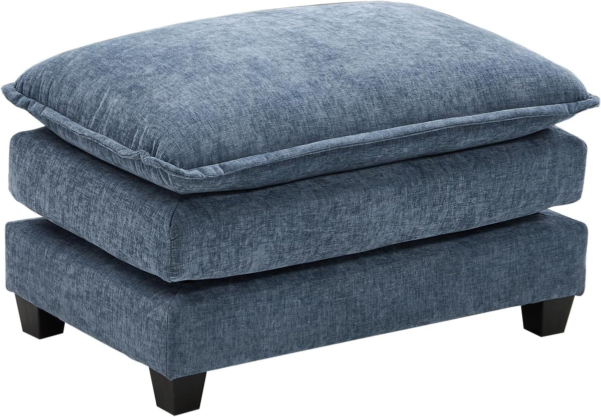 Ihanherry 146" U-Shaped Modern Sofa Modular Sectional Cloud Couch with 2 Ottoman, 6-Seat Chenille Deep Seat Sofa with 6 Pillows for Living Room, Bedroom and Apartment, Grey