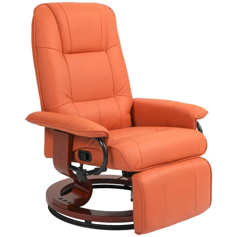 HomCom Faux Leather Adjustable Manual Swivel Base Recliner Chair with Comfortable and Relaxing Footrest